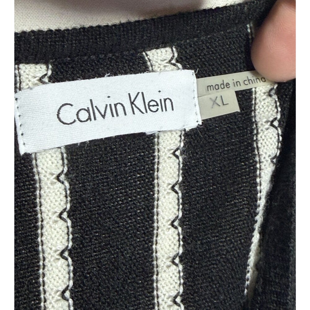 Calvin Klein Women's Black White Striped Fit and Flare Dress Size XL - Picture 3 of 7